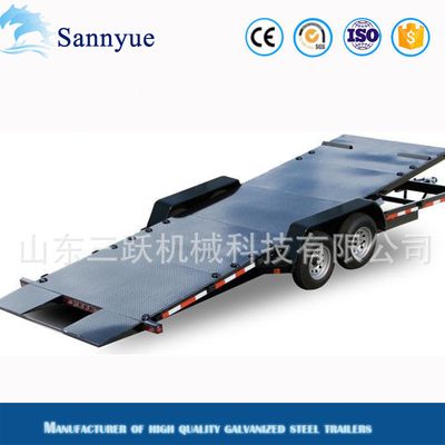Double Axle Four Wheel Galvanized Paint Heavy Flat Truck Trailer/Truck Transport Trailer/Flat Semi Trailer, Flatbed Trailer, Flat Deck Trailer image 6