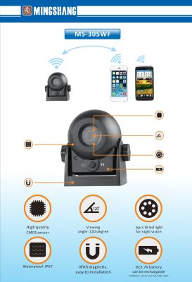WiFi Backup Camera with Rechargeable battery and Magnetic Base, WiFi Camera, Car Camera image 2