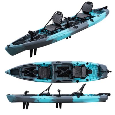 2023 Newest Double Pedal Kayak 14FT LLDPE Sit on Top Fishing with Pedal System and Aluminum Backseat for Couple and Family, Fishing Kayak, Pedal Kayak image 3
