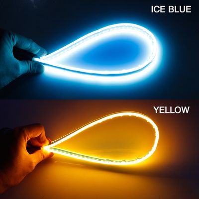 2X Ultrafine Cars DRL LED Daytime Running Lights White Turn Signal Yellow Guide Strip for Headlight Assembly, LED DRL, Signal Lamp image 3