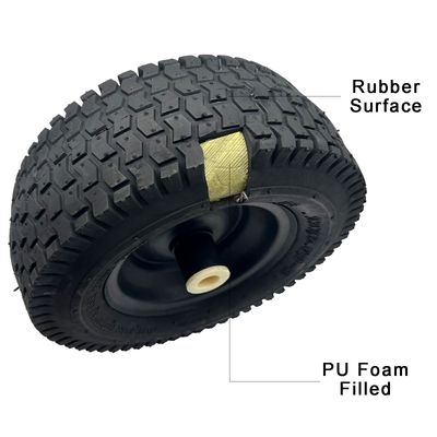 13''X5.00-6 Solid Rubber Filled PU Foam Wheel and Tires for Generator Lawnmower, PU Foam Filling Wheel, Rubber Filled PU Foam Wheel image 3