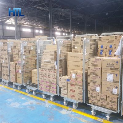 Warehouse Logistics Nestable Foldable Steel Wire Mesh Roll Cage Pallet, Roll Cage Pallet, Nestable Roll Cage image 4