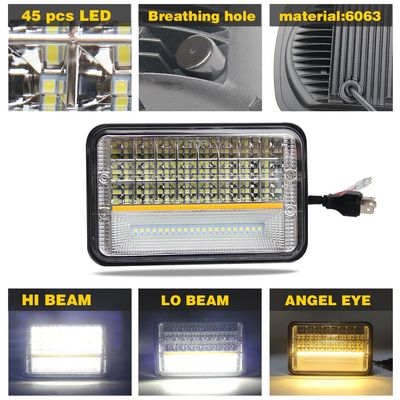 Offroad Trucks 73W Dual Beam Muti Color Angel Eye DRL LED Square Headlight, 4X6 Inch LED Headlight, 73W Dual Beam Square 4*6 LED Headlight image 6
