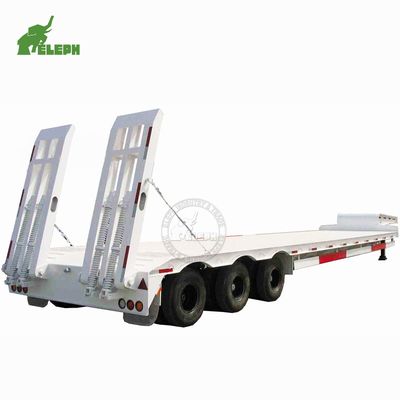 Low Loader Drop Deck Truck Semitrailer Swivel Wheel Trailer with 70tons Capacity, Swivel Wheel Trailer, Semitrailer image 3