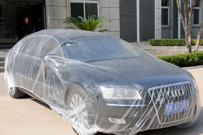 Universal Automatic Car Cover with Elastic Band Clear Waterproof Car Cover Plastic, Plastic Car Cover, Plastic Cover image 3