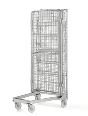 Customized 500kg Capacity Foldable Nestable Warehouse Steel Wire Storage Security Logistic Metal Wire Folded Steel Roll Container, Warehouse Logistics Trolley, Roll Container Trolley image 4