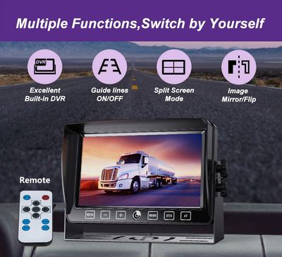 Digital Wireless 7'' Quad Monitor Built-in DVR Loop Recording Magnetic Base Battery Powered Backup Camera, Backup Camera, Wireless Reversing Camera image 3