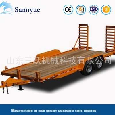 Double Axle Four Wheel Galvanized Paint Heavy Flat Truck Trailer/Truck Transport Trailer/Flat Semi Trailer, Flatbed Trailer, Flat Deck Trailer image 2