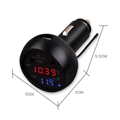 Car USB Charger 2.1A, Thermometer Battery Digital Monitor Voltmeter, Calendar Datetime Clock Display 12V, Car USB Charger, Power Supply image 3