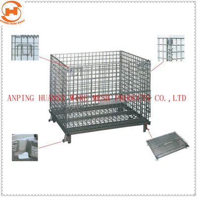 Folded Wheeled Cart/ Storage Cage/Wheeled Wire Mesh Container, Wire Mesh Container, Storage Container image 3
