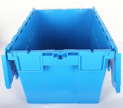 600X400 New PP Stacking and Nesting Plastic Hinged Lids Storage Shipping Boxes, Nestable Tote Crate, Attached Lid Container image 2