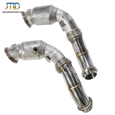 High Performance Stainless Steel Catted Exhaust Downpipe with Heat Shield for BMW X5m E70 X6m E71, Straight Pipe Exhaust Kit, BMW Catted Downpipe image 2