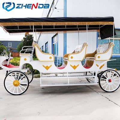 Log White Custom Colorful Seat Three-Row Fashion Sightseeing Carriage with Canopy Sightseeing Wedding Horse Convertible, Wedding Car, image 4