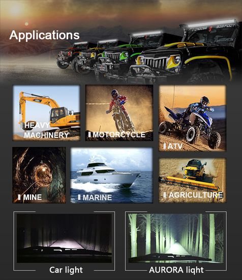 Waterproof 4X4 LED Work Driving Light Bars for Offroad Jeep Wrangler Atvs Car Motorcycle Tractor Truck image 3
