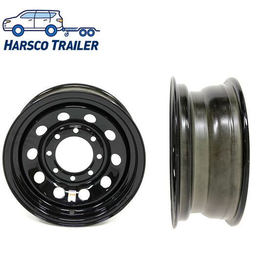 16′′ x 6′′ Steel Mini Mod Trailer Wheel, 8 Lug Pattern, Black image 2