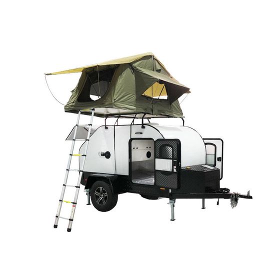 Ecocampor Small Simple off Road Sleeper Teardrop Camper Travel Trailer with Tent image 2