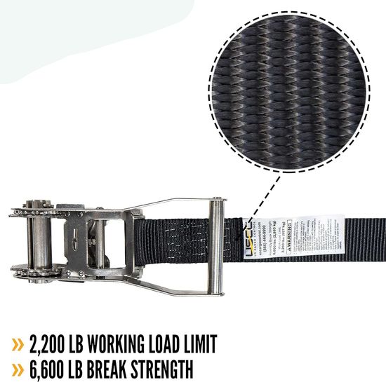 Endless Ratchet Straps, 2 Inch Wide X 16 Foot Long, Black Ratchet Straps, Stainless Steel Ratchet Tie Down, Endless Cargo Straps, Dependable Utility Strap image 2