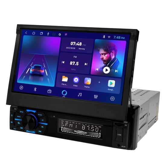 7 Inch Indash Retractable Panel Touch Screen 2g+64G Android 12.0 Wireless Carplay Android Auto GPS Car Stereo image 2