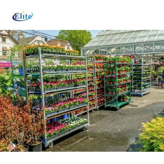 Greenhouse Galvanized 4 Columns Seeding Flowertrolley Cart for Transport image 4