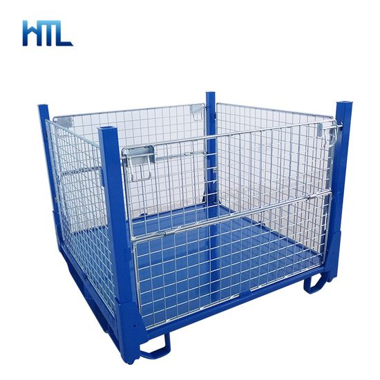 Factory Direct Sales Galvanized Foldable Warehouse Collapsible Storage Cage Metal Stillages image 2