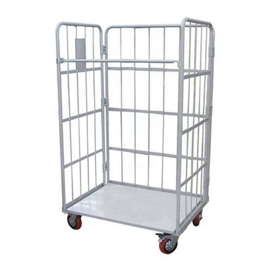 Roll Container Steel Wire Mesh Trolley Cage Roll Cage Trolley for Metal Warehouse Storage image 5