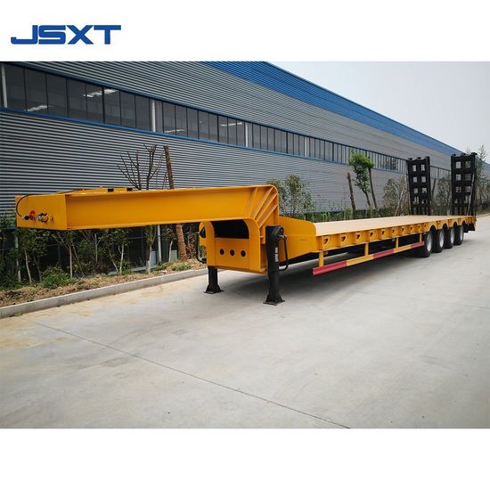 4 Axles 80 Tons Hydraulic Lowbed/Lowboy Truck Semi Trailers Low Flatbed Semi-Trailer image 2