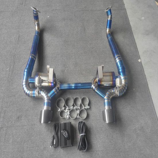Titanium Exhaust in Burning Blue Catback for 718 Modified The Gt4 Rear Diffuser image 2