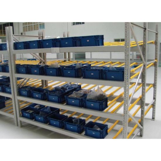 Warehouse Storage Slide Gravity Carton Flow Pallet Roller Rack with Parts Box image 2