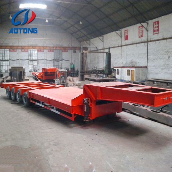 Tri Axles 6FT Low Platform Lowbed Semi Trailer for Sale image 4