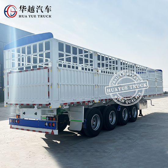 Huayue 4 Axles Container/Bulk Cargo Transport Stake Semi Trailer with Sidewall image 2