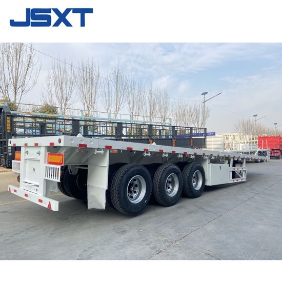 Jsxt New Product Flat Bed 3 Axles 40FT Container Transport Semi-Trailer image 2