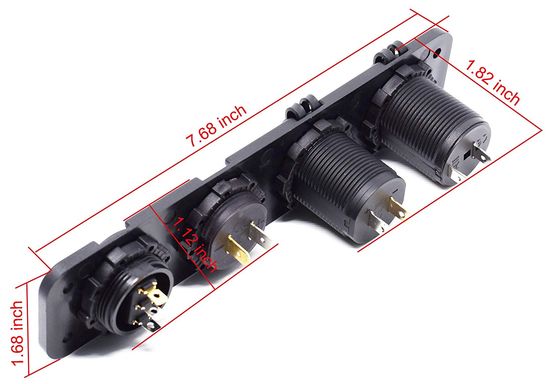 Dual USB Socket Charger +LED Voltmeter +12V Power Outlet + on-off Toggle Switch Four Functions Panel image 4