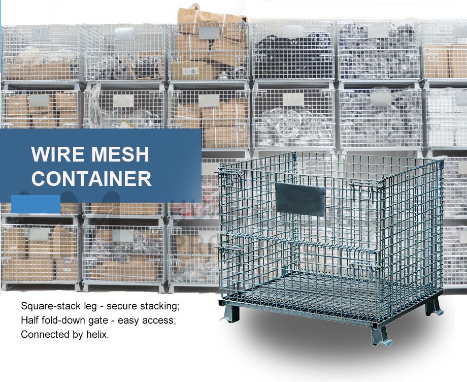 High Quality Welding Industrial Warehouse Folding Metal Pallet Mesh Containers