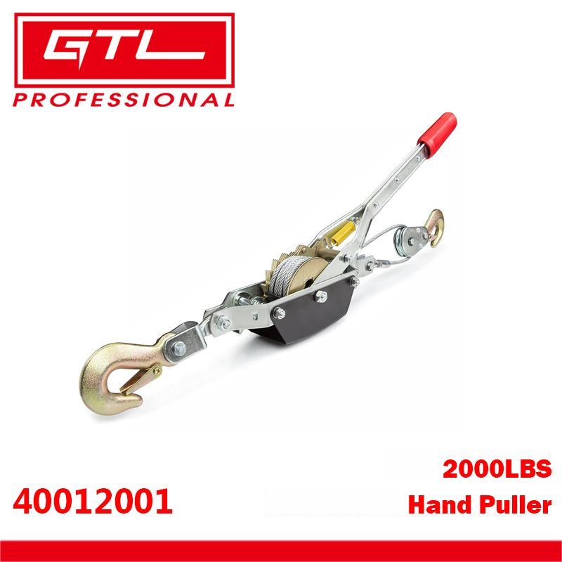 2t Manual Hauling Gear Hand Rope Power Puller Heavy Duty Dual Gear Double Hook Gear Hand Winch Puller with Wire Rope Ratchet Winch Tool Steel Wire (40012001)