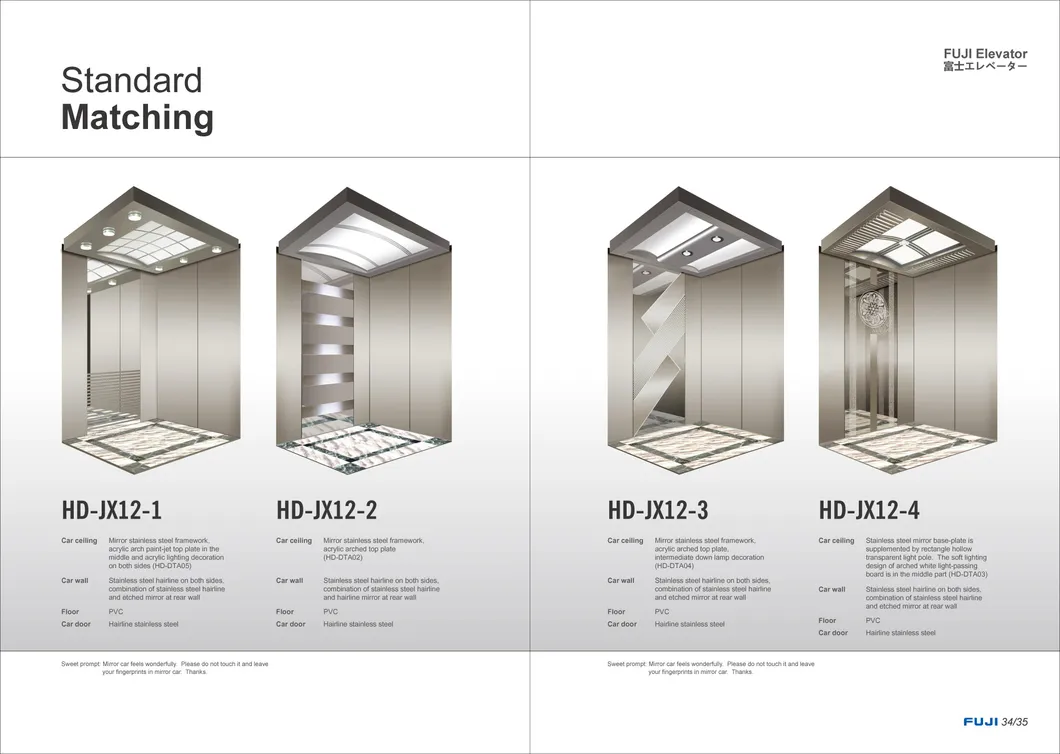 FUJI 6passengers Elevator Lift with Hairline Stainless Steel Cabin