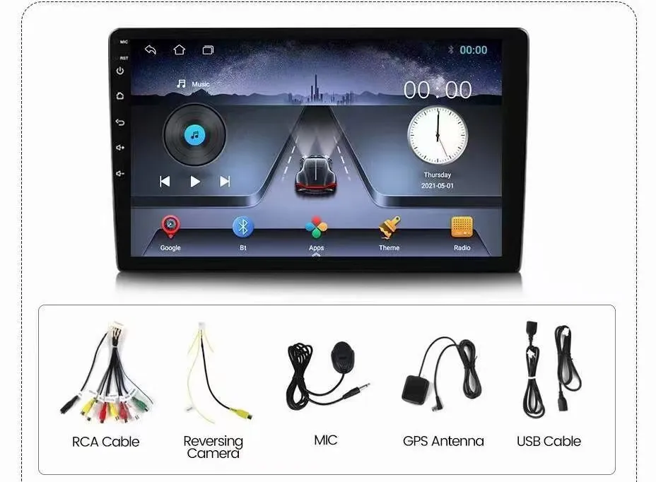 Universal 9inch 2+32GB FM Am GPS Aux DSP RDS Android Auto Carplay Stereo Multimedia 1 DIN Car Radio Player
