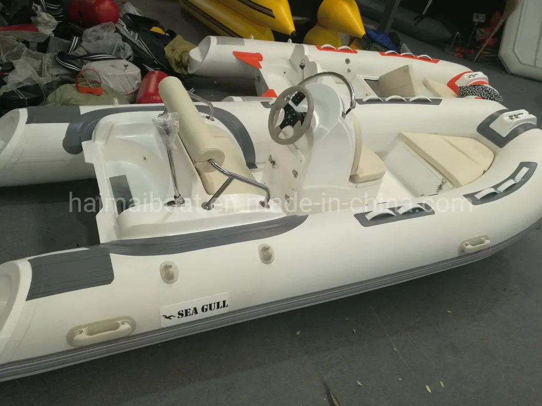 Factory Direct Supply 14feet 4.3m Orca Hypalon Inflatable Fishing Boat Fiberglass Rigid Hull Marine Rescue Boat Nawhal Inflatable Craft High Speed Jet Rib Boat