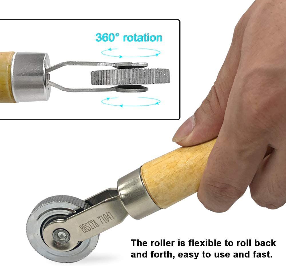 Wooden Handle Tire Patch Ball Bearing Roller Stitcher Tire Repair Tool