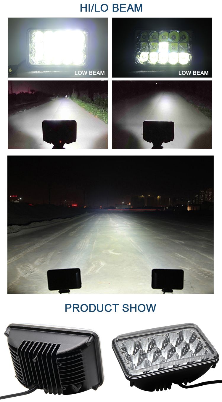 Truck Accessories High Low Beam DRL Four Colors Angel Light 73W 4X6 LED Headlight Headlamp