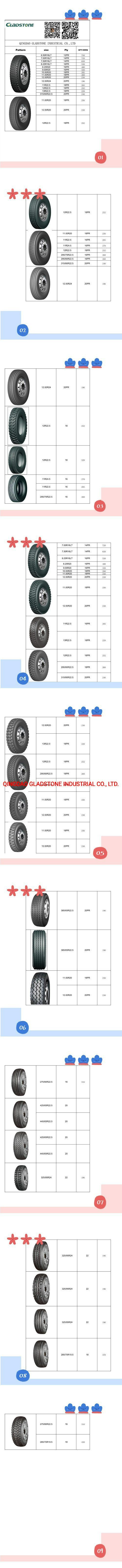 Gladstone Brand Heavy Duty Truck Tyre with Low Price Can Mix Load with Tubes, Passenger Car Tyre, Rims, Battery, Another Spare Parts From China Tire Factory