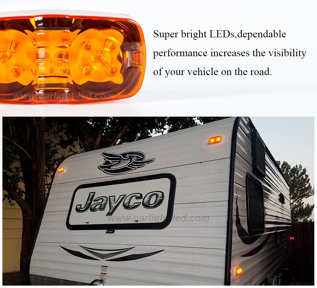 Double Bullseye LED Trailer Side Marker Lights, 4X2 Rectangular Rectangle LED Lights