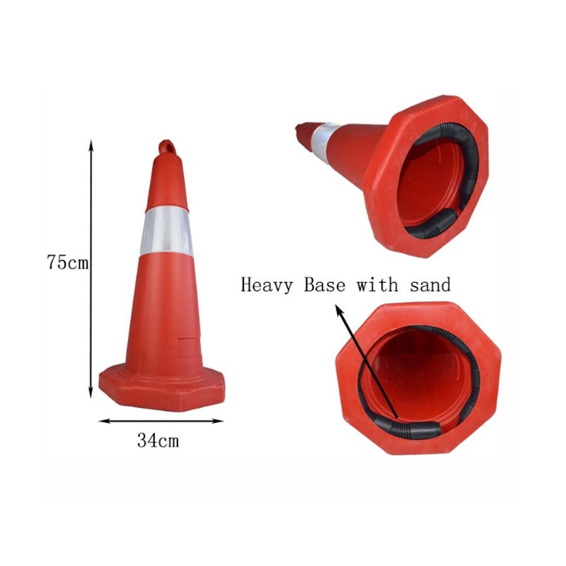 75cm Safety Reflective Sand Filled PE Traffic Cone