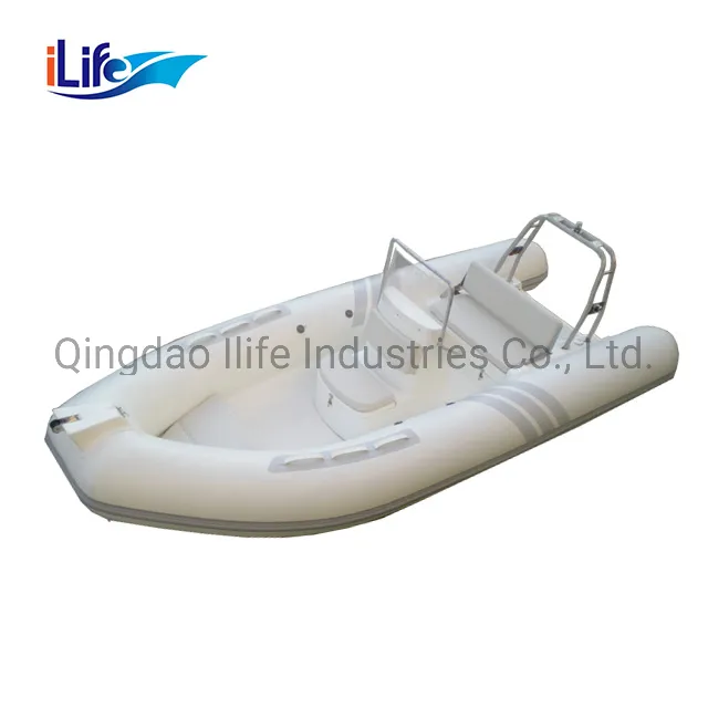 Ilife 4.8m PVC/Hypalon Rigid Hull Firberglass Inflatable Rubber Fishing Sport FRP Boat with Engine
