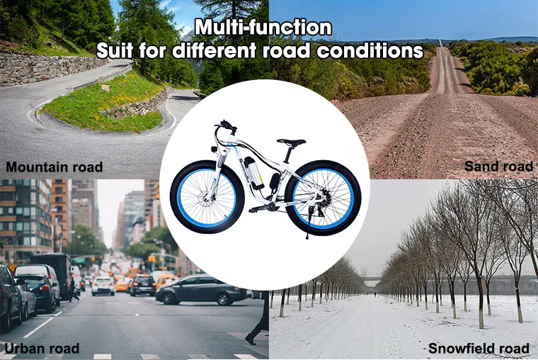 26 Inch Full Suspension Electric Bicycle Fat Tire Electric Bike Mountain/Snow Ebike