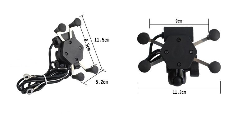 Motorcycle X-Shape Multi-Functional Phone Holder Mount USB Charger