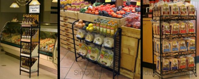 4 Layers Wire Baskets Shelving Units with Castors Grocery Display Wire Rack
