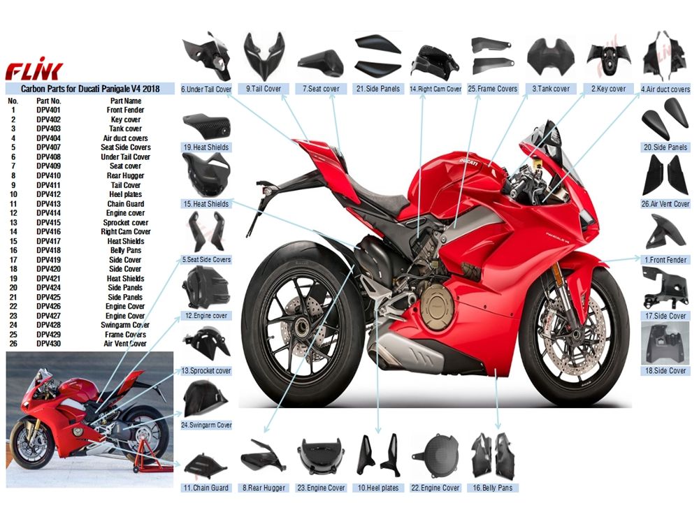 100% Full Carbon Fiber Part Motorcycles Accessories Sprocket Cover Cowl Farings for Ducati Panigale V4 2018+