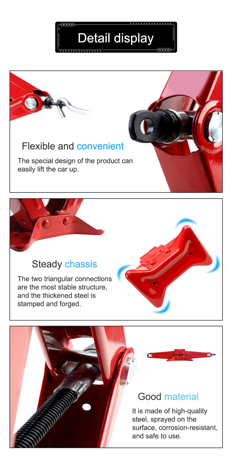OEM Portable Vehicle Repair Tool 1.5t Lifting Capacity Manual Car Scissor Jack