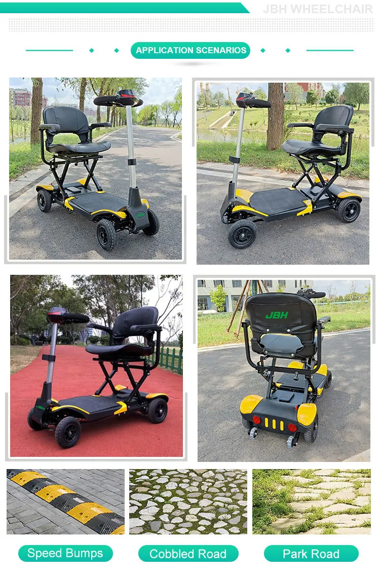 Folding Mobility Disabled Electric Walker Scooter with Basket LED Light
