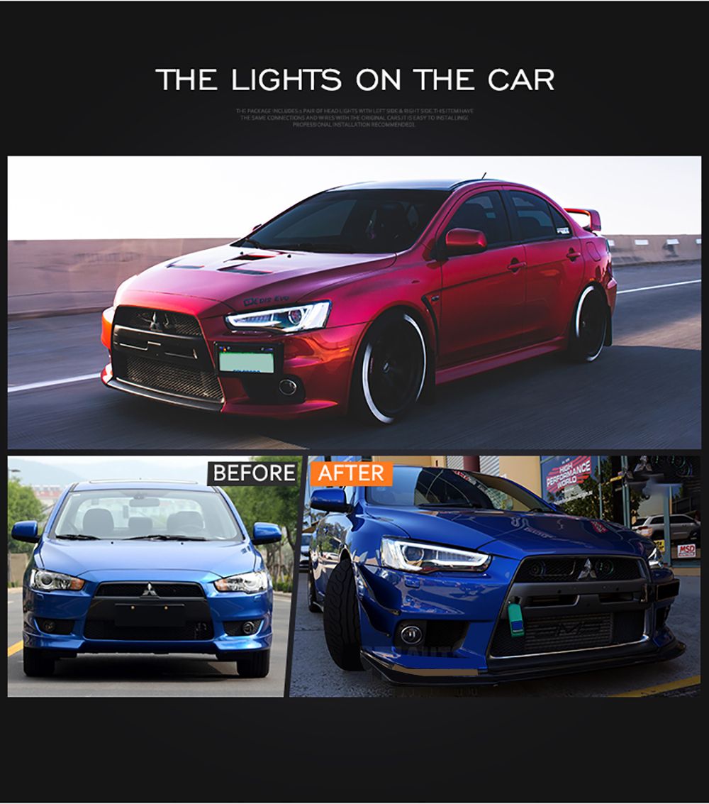 Sequentail Demon Eyes Head Lamp 2008-2017 Galant/Lancer Fortis Hatchback LED Lancer Head Light